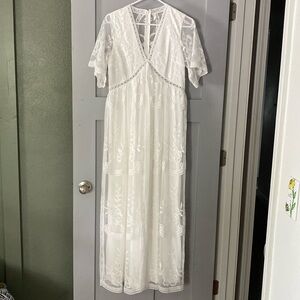 Pink Blush White Maternity Dress